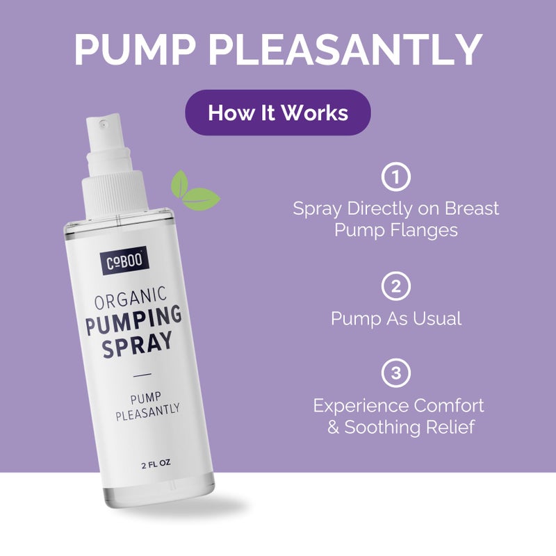 CoBoo Pumping Spray 2 Fl Oz | Organic Skin Lubricant for Breast Pumping | Pump Flange Spray for Breast Shields | Vegan & Lanolin Free, Made in USA | Helps Sore Nipples & Clogged Milk Ducts - Image 3